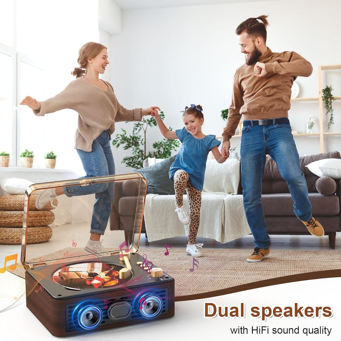 Portable CD Player Bluetooth with Speakers - Desktop CD Players for Home, Built