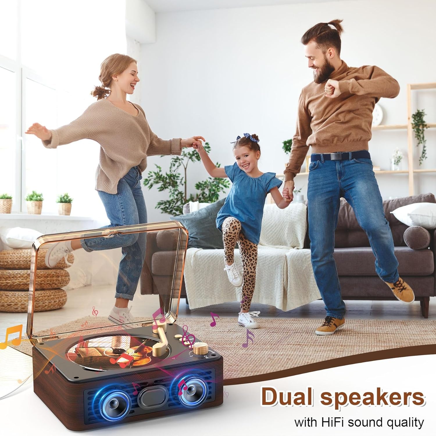 Portable CD Player Bluetooth with Speakers - Desktop CD Players for Home, Built