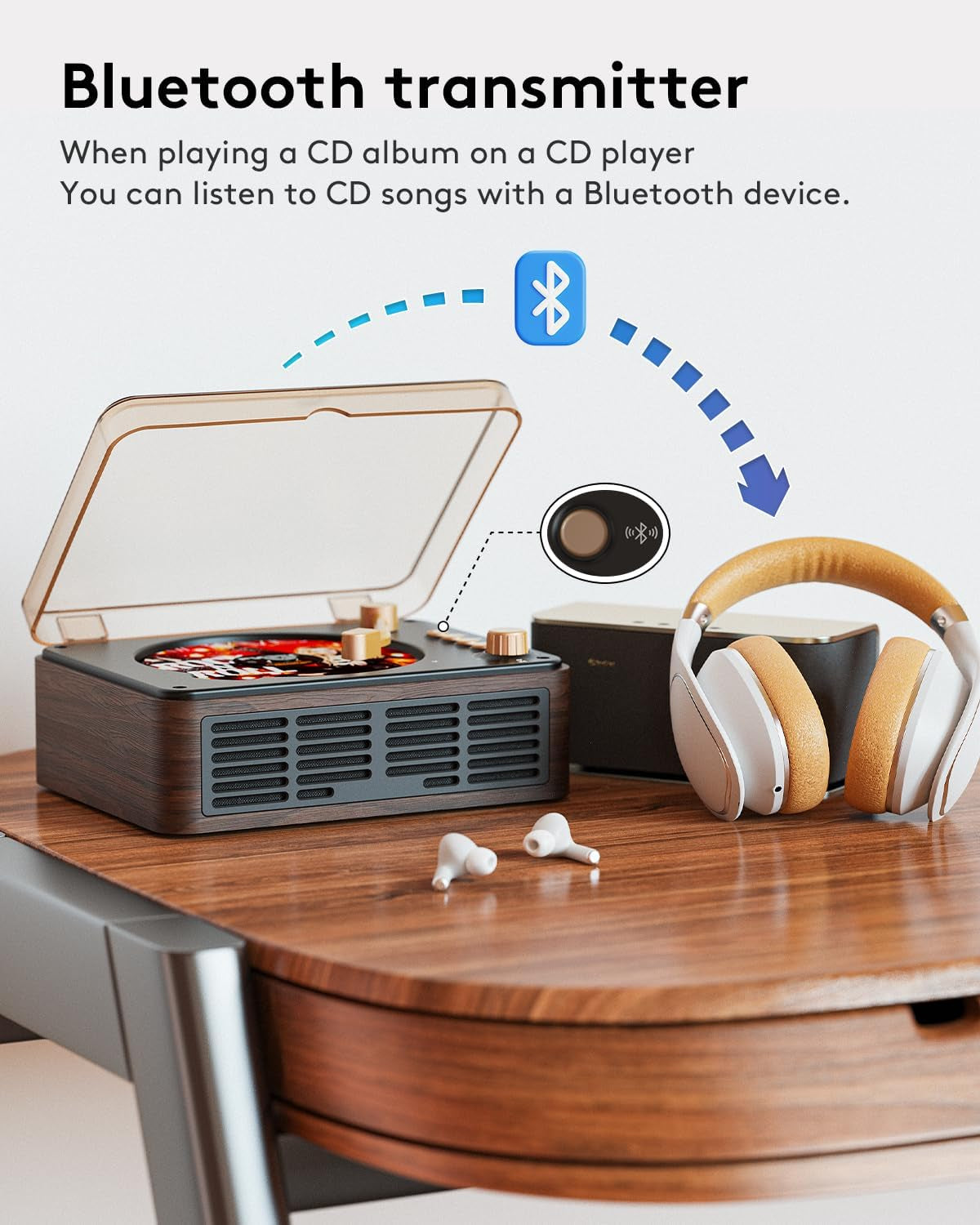 CD Player with Speakers Bluetooth Nostalgic Retro Portable CD Players for Home W