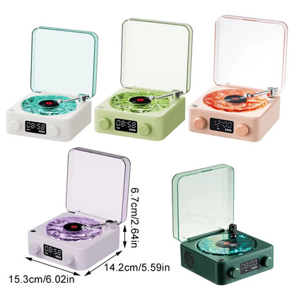 Vinyl Player Bluetooth Speaker with White Noise Retro Turntable Speaker Sleep Aid Speaker with RGB Light