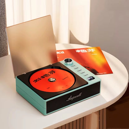 BYH-201 DVD Player Wireless CD Machine Portable Retro Disc Album CD Player Built-In Speakers with with Earphone Remote Control