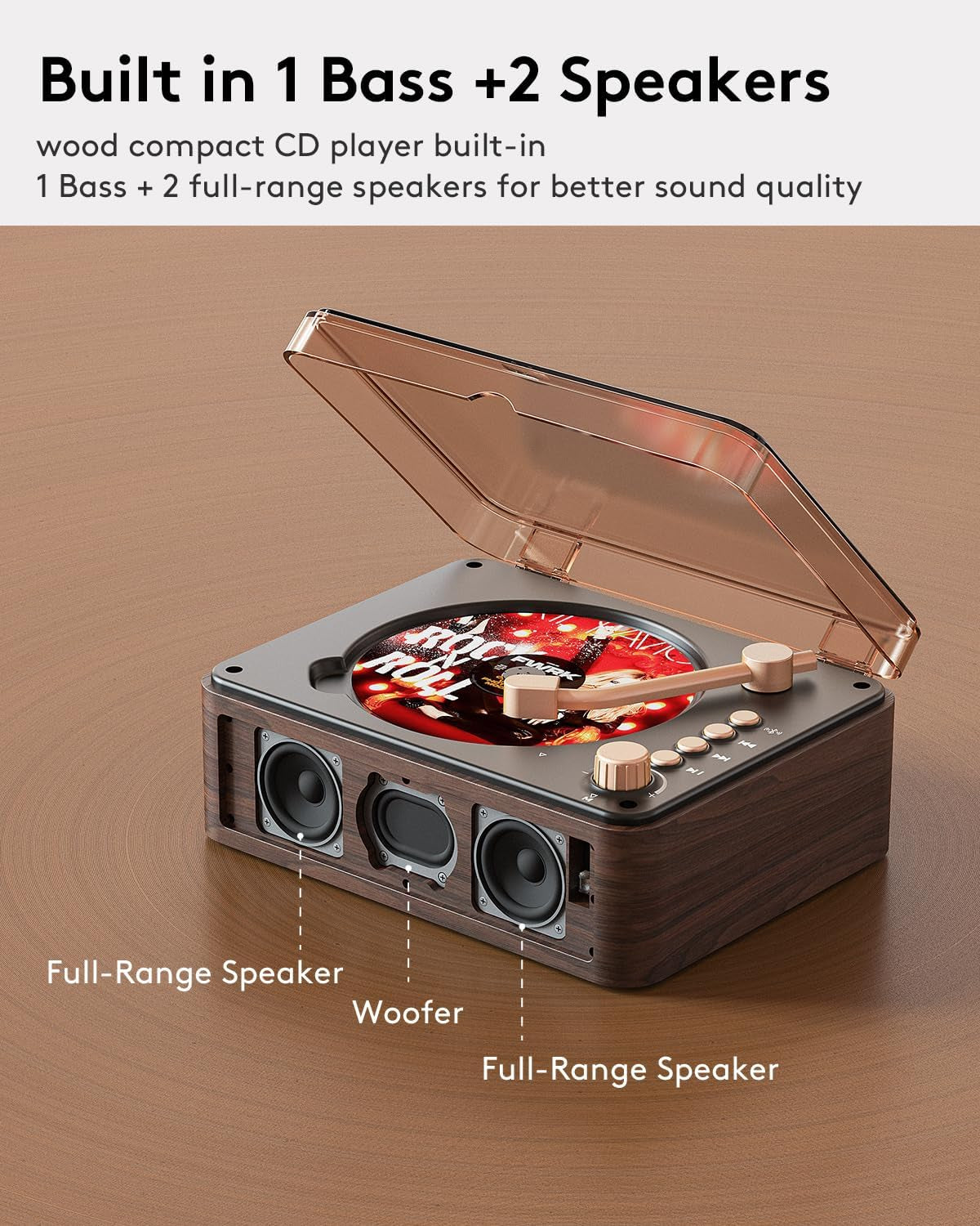 CD Player with Speakers Bluetooth Nostalgic Retro Portable CD Players for Home W