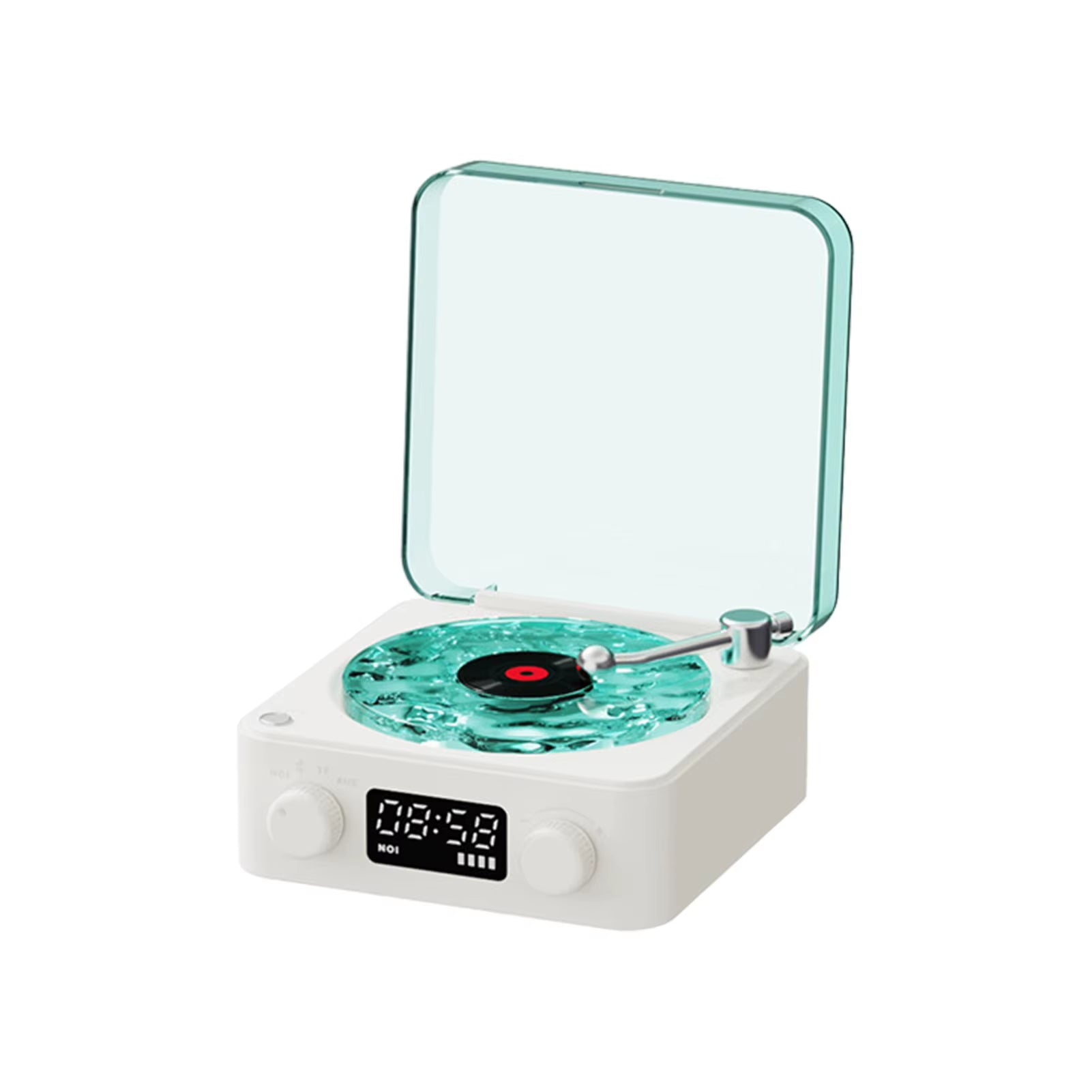 Vinyl Player Bluetooth Speaker with White Noise Retro Turntable Speaker Sleep Aid Speaker with RGB Light
